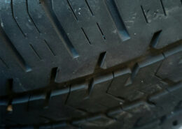 Close up of a distressed tire tread